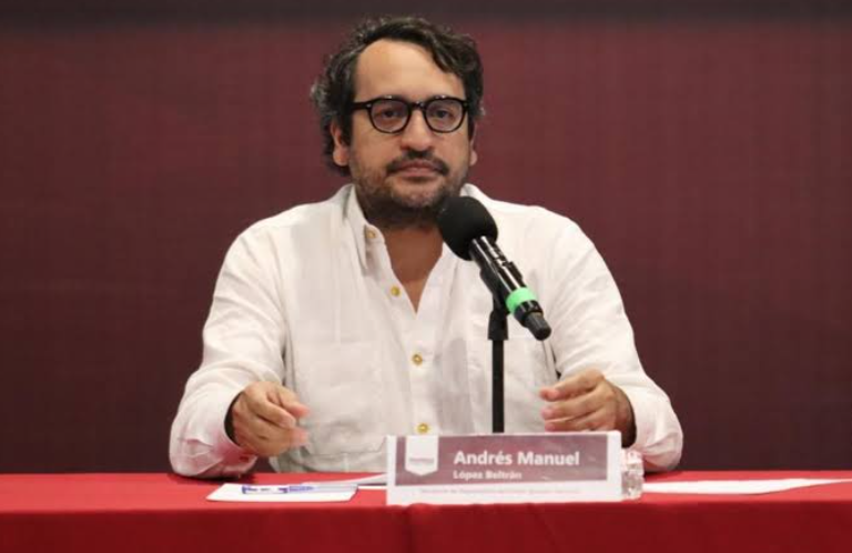Andy López Beltrán durante un acto político.