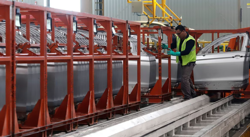 Planta de Volkswagen en Puebla durante actividades de producción.
