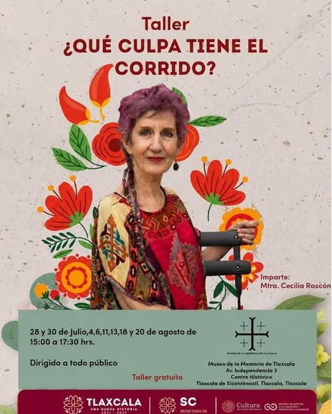 Marcia Cecilia Rascón durante una actividad cultural sobre corridos.
