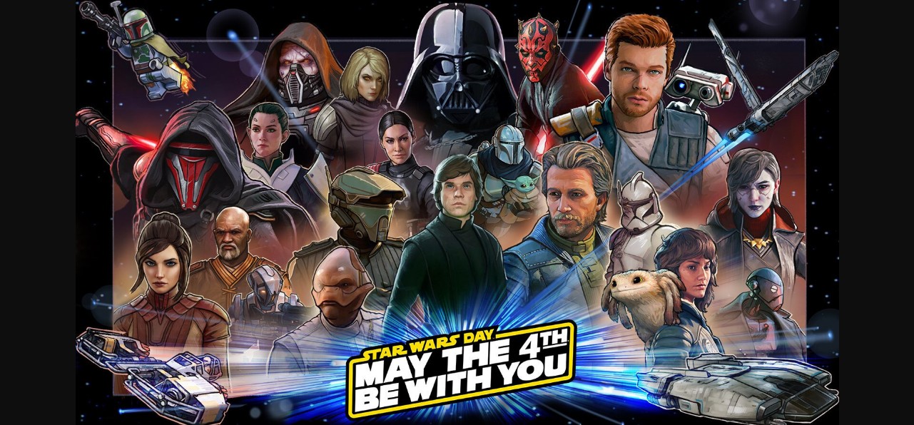 personas disfrazadas de Star Wars celebrando el 4 de mayo