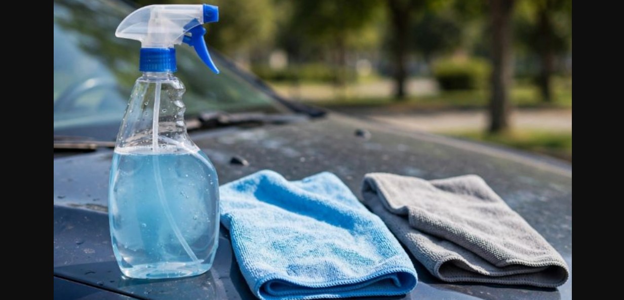 Limpieza del tablero de un carro con un paño