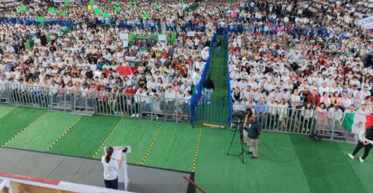 Claudia Sheinbaum durante su visita a San Luis Potosí.