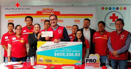 ¡Gracias al redondeo en OXXO! Cruz Roja Tlaxcala recibe más de 600 mil pesos 