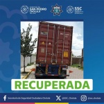  Policías Cholula localizan caja de tractocamión robada en Santiago Momoxpan