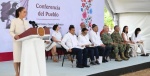 Foto: Cortesía Claudia Sheinbaum durante conferencia en Tabasco.